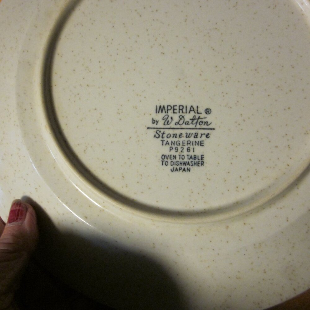 Vtg dinner plate Imperial By W Dalton Tangerine P9261 10.5 in 70s made in Japan - Picture 2 of 5
